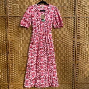 Boden Sofia Trim Jersey Midi Dress Red & Pink Floral Women’s 6 Regular NWT